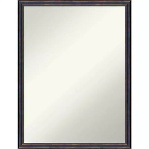 20" x 26" Non-Beveled Scoop Wood Bathroom Wall Mirror Dark Bronze - Amanti Art: Rectangle, Modern Style, Wall Mounted, Includes Hardware