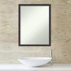 20" x 26" Non-Beveled Scoop Wood Bathroom Wall Mirror - Dark Bronze Finish