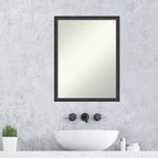 20" x 26" Non-Beveled Scoop Wood Bathroom Wall Mirror - Dark Bronze Finish