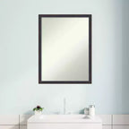20" x 26" Non-Beveled Scoop Wood Bathroom Wall Mirror - Dark Bronze Finish