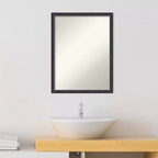 20" x 26" Non-Beveled Scoop Wood Bathroom Wall Mirror - Dark Bronze Finish