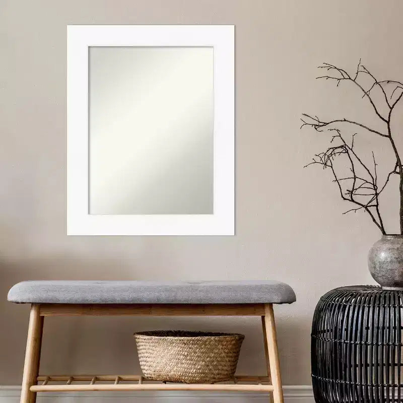 24" x 30" Non-Beveled Cabinet White Wall Mirror
