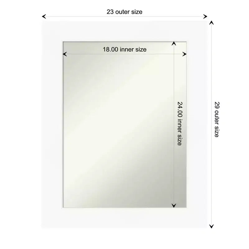 24" x 30" Non-Beveled Cabinet White Wall Mirror