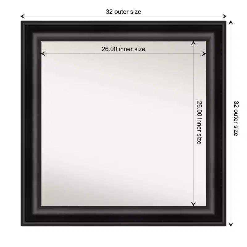 Framed Square Wall Mirror - Grand Black