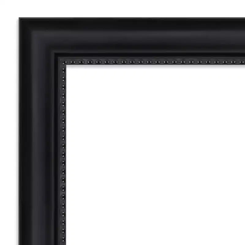 41" x 29" Non-Beveled Black Framed Wall Mirror - Modern Rectangular Polystyrene Frame, Includes Mounting Hardware