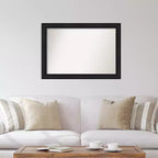 41" x 29" Non-Beveled Black Framed Wall Mirror - Modern Rectangular Polystyrene Frame, Includes Mounting Hardware