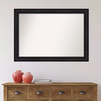 41" x 29" Non-Beveled Black Framed Wall Mirror - Modern Rectangular Polystyrene Frame, Includes Mounting Hardware