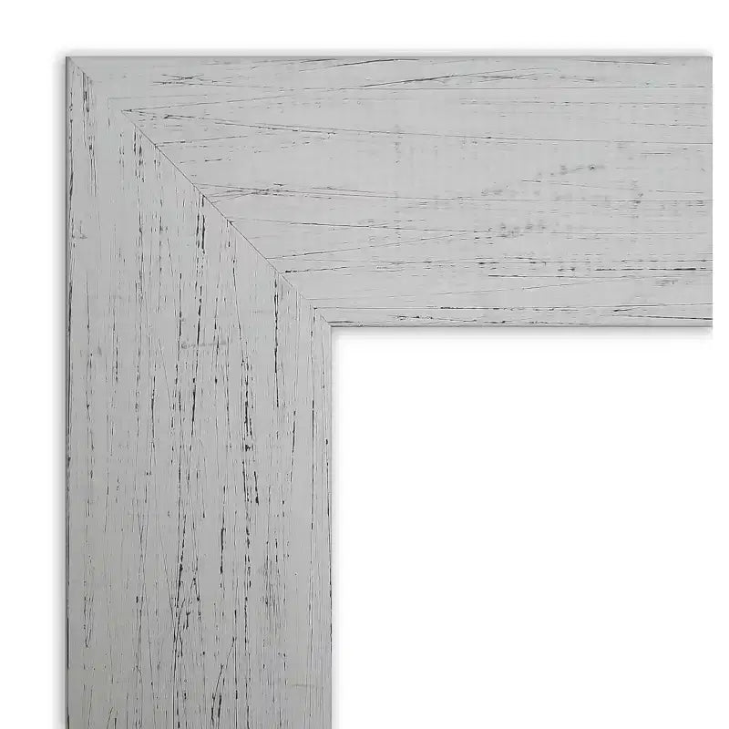 40" x 28" Non-Beveled Shiplap White Wood Bathroom Wall Mirror with Mounting Hardware