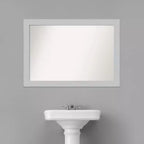 40" x 28" Non-Beveled Shiplap White Wood Bathroom Wall Mirror with Mounting Hardware
