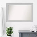 40" x 28" Non-Beveled Shiplap White Wood Bathroom Wall Mirror with Mounting Hardware