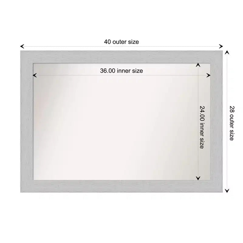 40" x 28" Non-Beveled Shiplap White Wood Bathroom Wall Mirror with Mounting Hardware