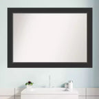 41" x 29" Non-Beveled Corvino Black Wood Bathroom Wall Mirror - Modern Rectangle, Wall Mount, Wood Frame