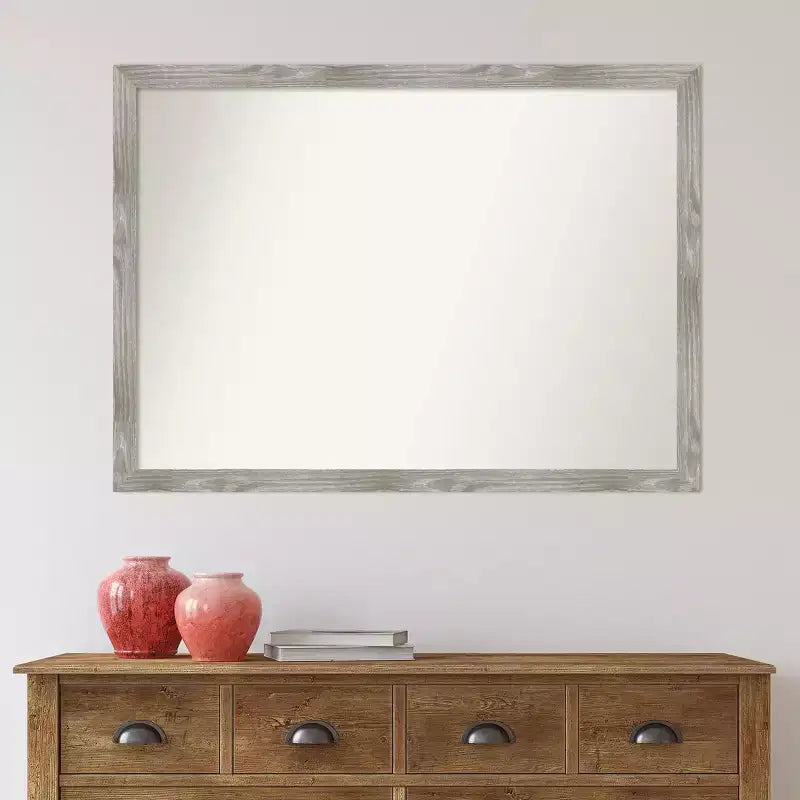 41" x 30" Non-Beveled Dove Greywash Square Wall Mirror
