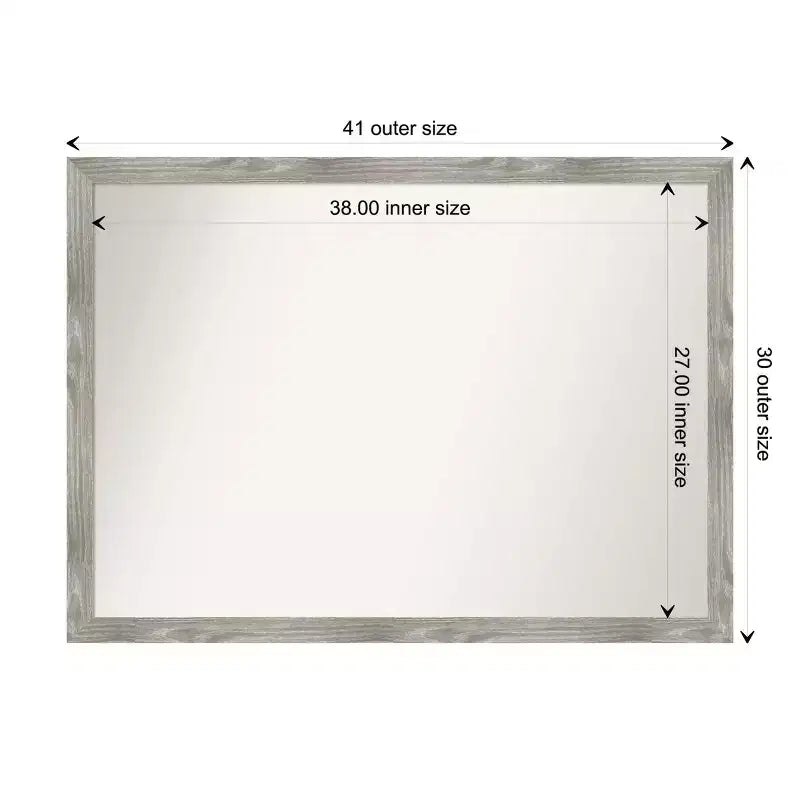 41" x 30" Non-Beveled Dove Greywash Square Wall Mirror