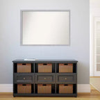 40" x 29" Non-Beveled Brushed Nickel Narrow Frame Wall Mirror - Modern Rectangle, Polystyrene Frame