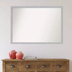 40" x 29" Non-Beveled Brushed Nickel Narrow Frame Wall Mirror - Modern Rectangle, Polystyrene Frame