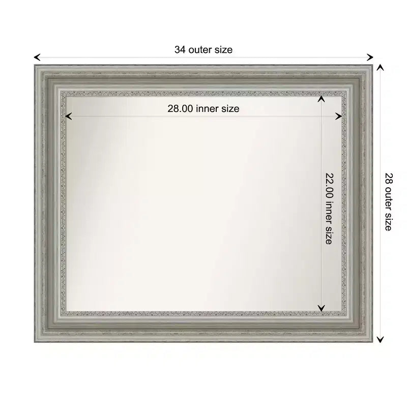 27.5" x 33.5" Silver Framed Rectangular Wall Mirror