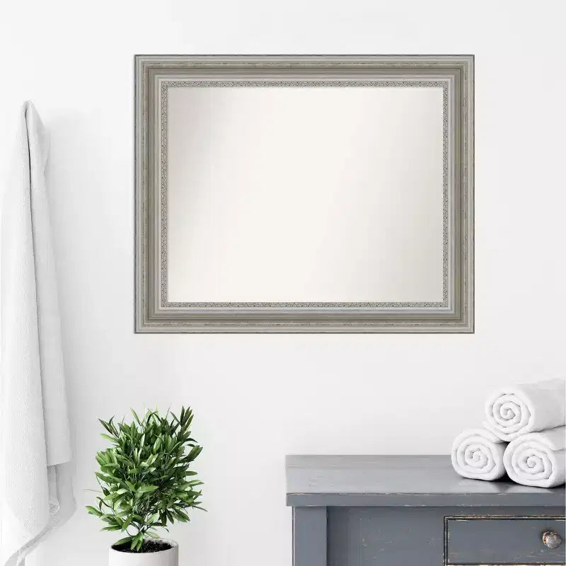 27.5" x 33.5" Silver Framed Rectangular Wall Mirror