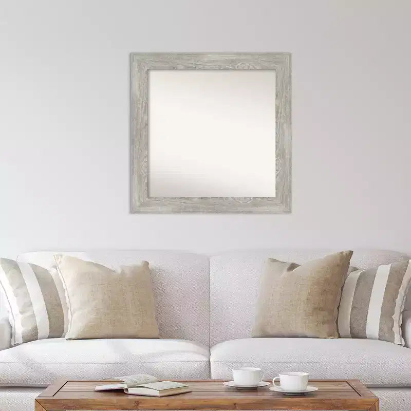 32" x 32" Non-Beveled Dove Gray Wash Square Wall Mirror