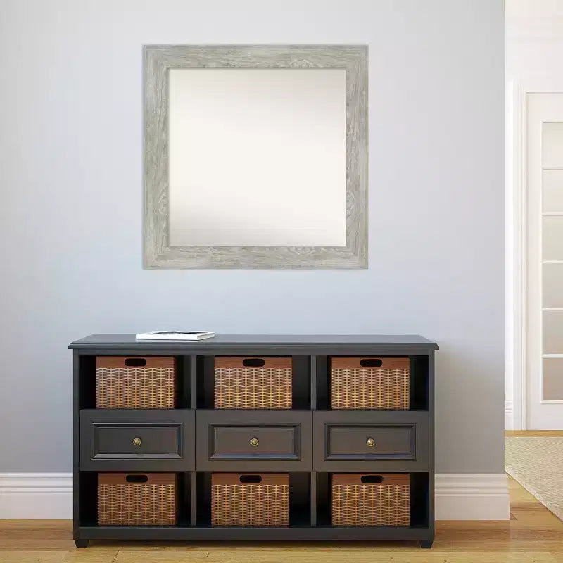 32" x 32" Non-Beveled Dove Gray Wash Square Wall Mirror