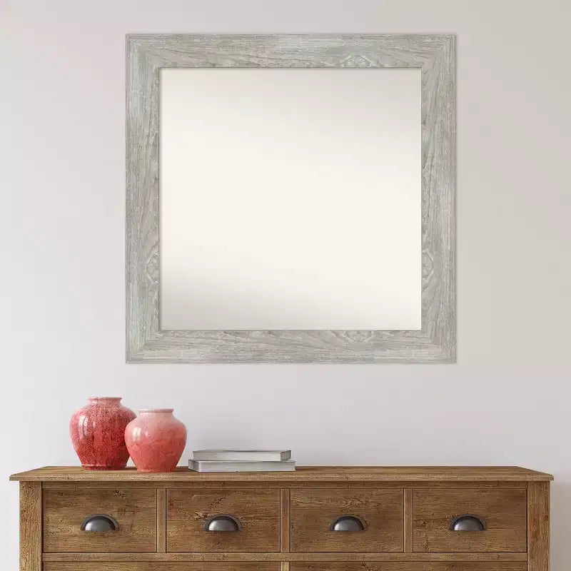 32" x 32" Non-Beveled Dove Gray Wash Square Wall Mirror