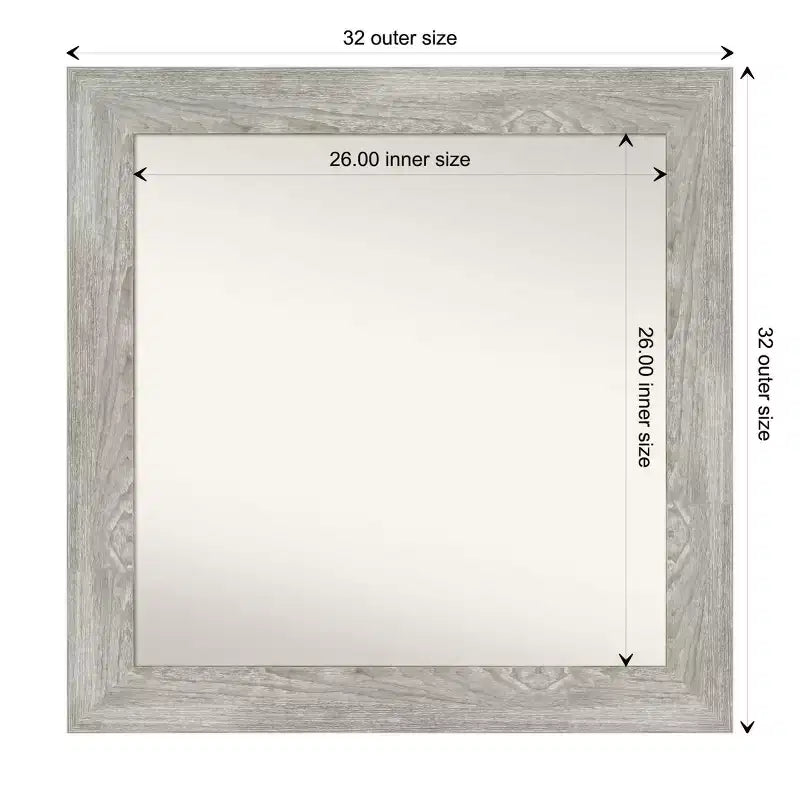 32" x 32" Non-Beveled Dove Gray Wash Square Wall Mirror