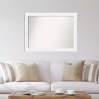 43" x 32" Non-Beveled White Wood Frame Wall Mirror - Rectangular Design with Mounting Hardware