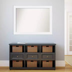 43" x 32" Non-Beveled White Wood Frame Wall Mirror - Rectangular Design with Mounting Hardware