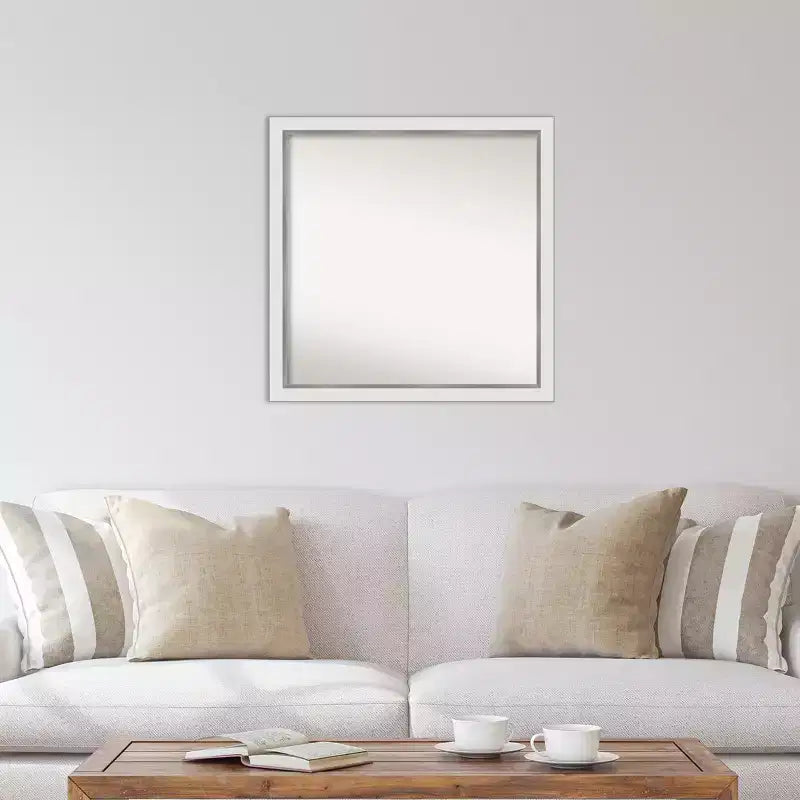 29" x 29" Non-Beveled Square Wall Mirror - Modern Polystyrene Frame with Mounting Hardware