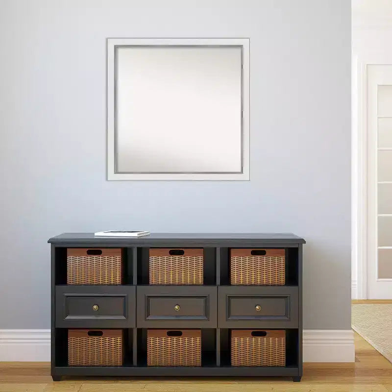 29" x 29" Non-Beveled Square Wall Mirror - Modern Polystyrene Frame with Mounting Hardware
