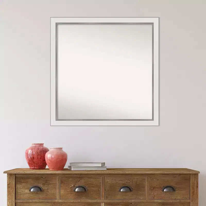 29" x 29" Non-Beveled Square Wall Mirror - Modern Polystyrene Frame with Mounting Hardware
