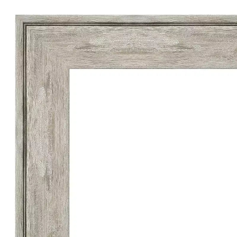 33" x 27" Non-Beveled Crackled Metallic Silver Bathroom Wall Mirror - Rectangle, Polystyrene Frame, Wall Mounted