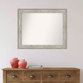 33" x 27" Non-Beveled Crackled Metallic Silver Bathroom Wall Mirror - Rectangle, Polystyrene Frame, Wall Mounted