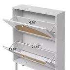 Modern Shoe Rack with 2 Rattan Doors and Metal Base