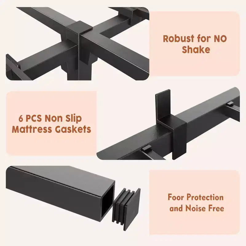 King Size Metal Bed Frame with Iron Slats