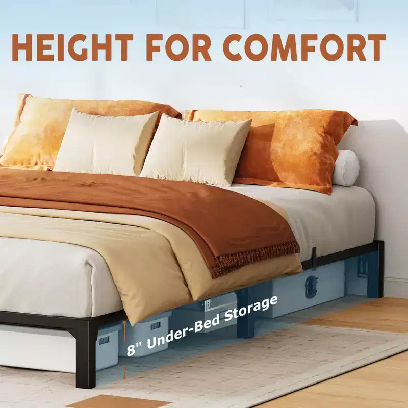 King Size Metal Bed Frame with Iron Slats