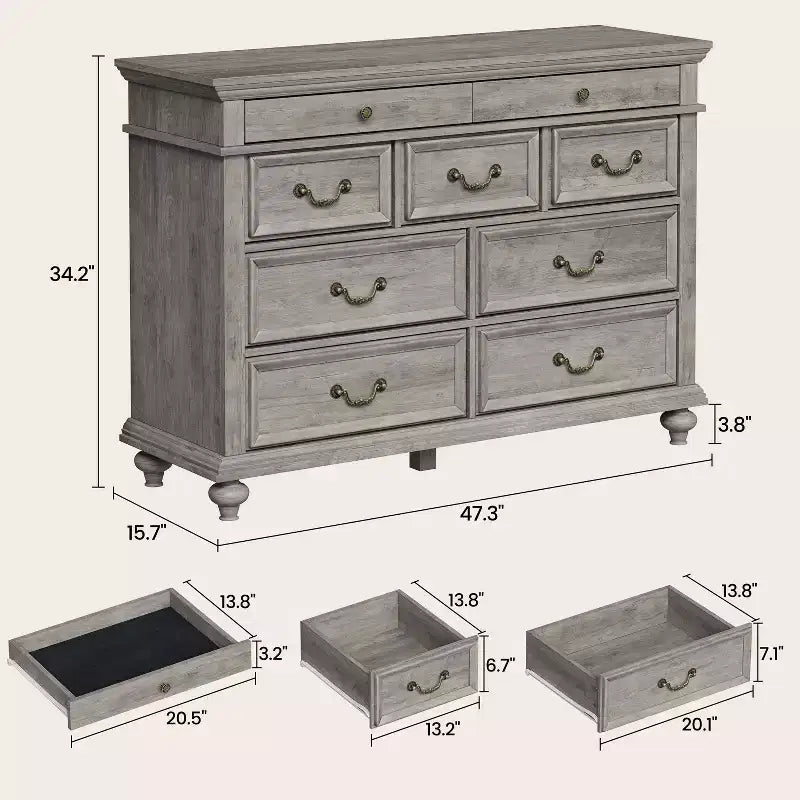 9-Drawer Dresser with Metal Frame