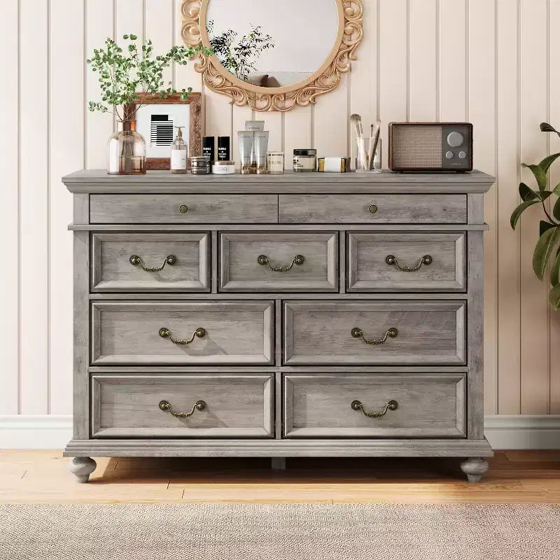 9-Drawer Dresser with Metal Frame