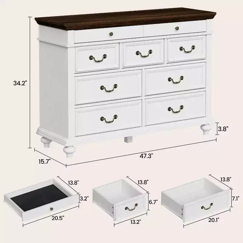9-Drawer Dresser with Metal Frame