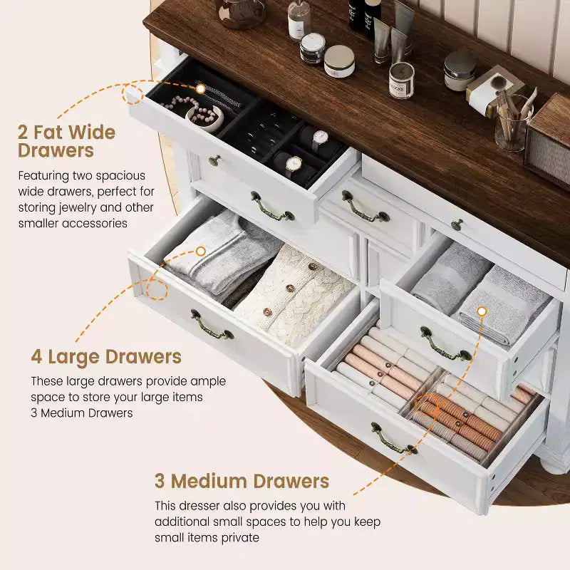 9-Drawer Dresser with Metal Frame