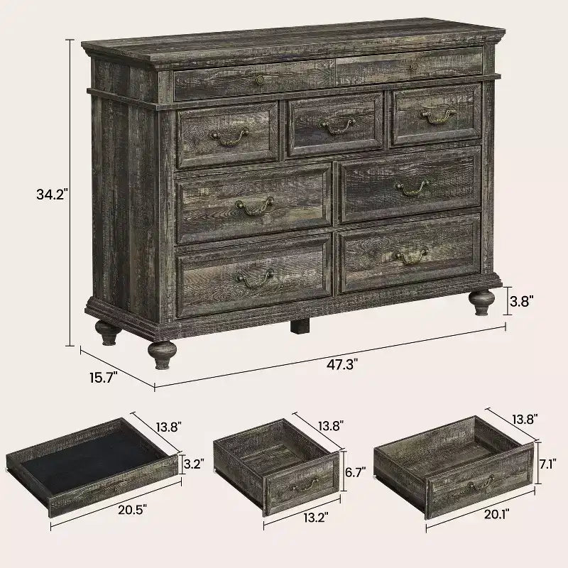 9-Drawer Dresser with Metal Frame