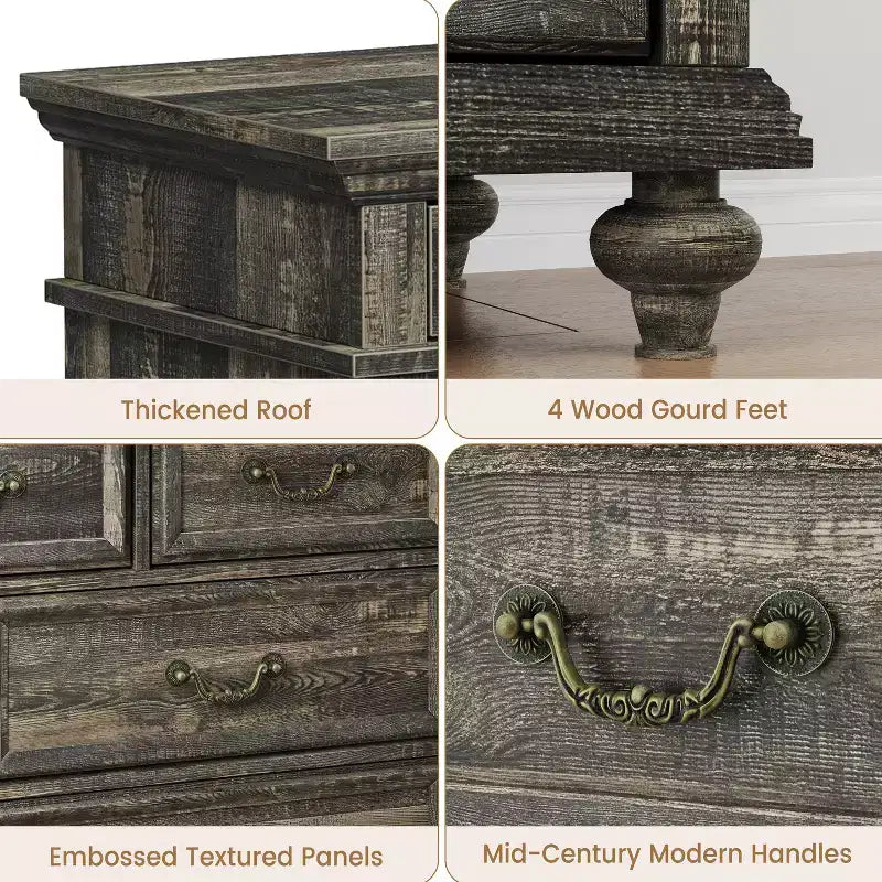 9-Drawer Dresser with Metal Frame