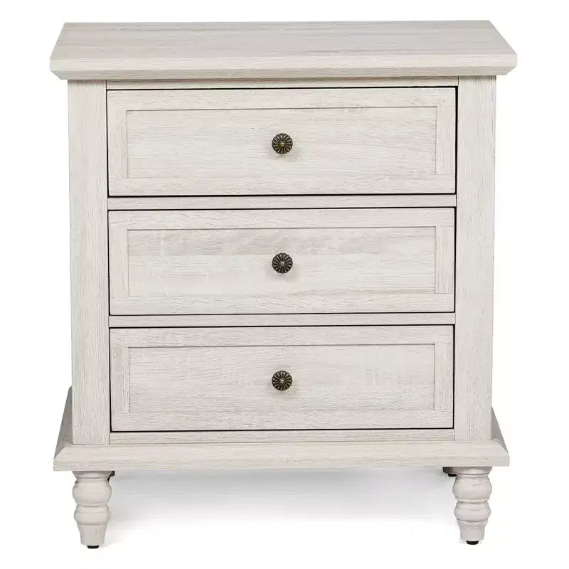 3-Drawer White Particle Board 24.8 in. W Nightstand