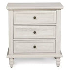 3-Drawer White Particle Board 24.8 in. W Nightstand