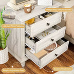 3-Drawer White Particle Board 24.8 in. W Nightstand