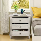 3-Drawer White Particle Board 24.8 in. W Nightstand