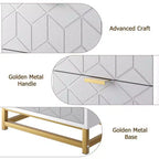 6 Drawer Dresser for Bedroom, Chest of Drawers, Wood Dresser with Gold Metal Handles for Hallway, Entryway