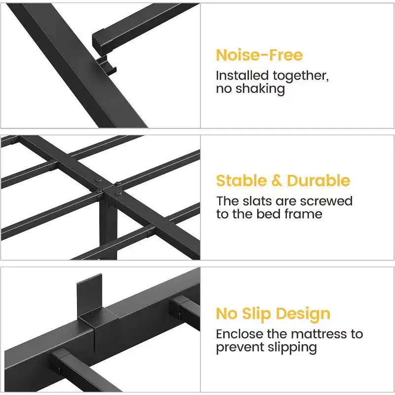 Metal Platform Bed Frame with Under Bed Storage - No Box Spring Required