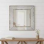 18-Inch Square Metal Framed Antiqued Wall Mirror