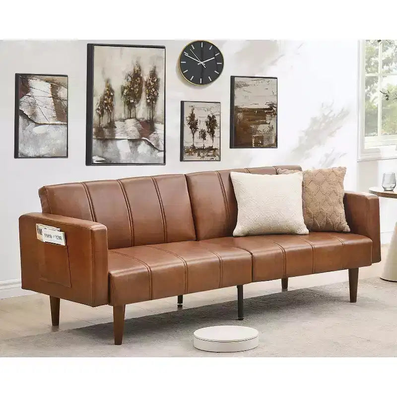 75-Inch Convertible Futon Sofa Bed with Adjustable Backrest